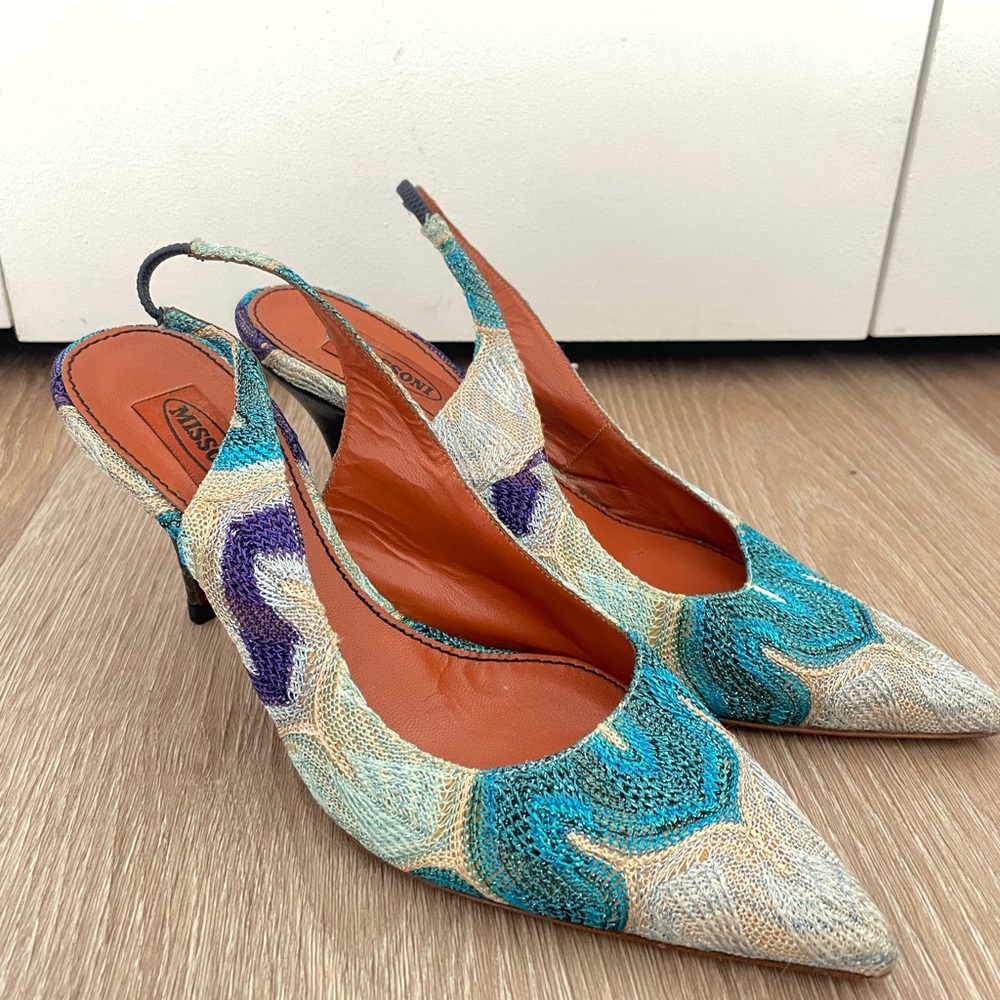 Y2k Vintage Missoni Blue and Purple Kitten Heels